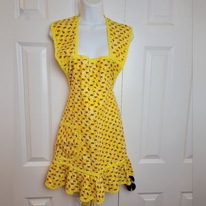 Vintage 50s Yellow Apron with Ladybugs‎ One Size Fits Most